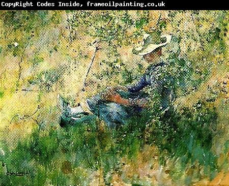 Carl Larsson flicka i blommande hagtorn